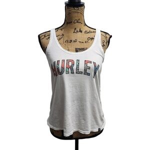 Hurley Tank Top Womens Size Small White Sleeveless Hurley Logo Streetwear Casual